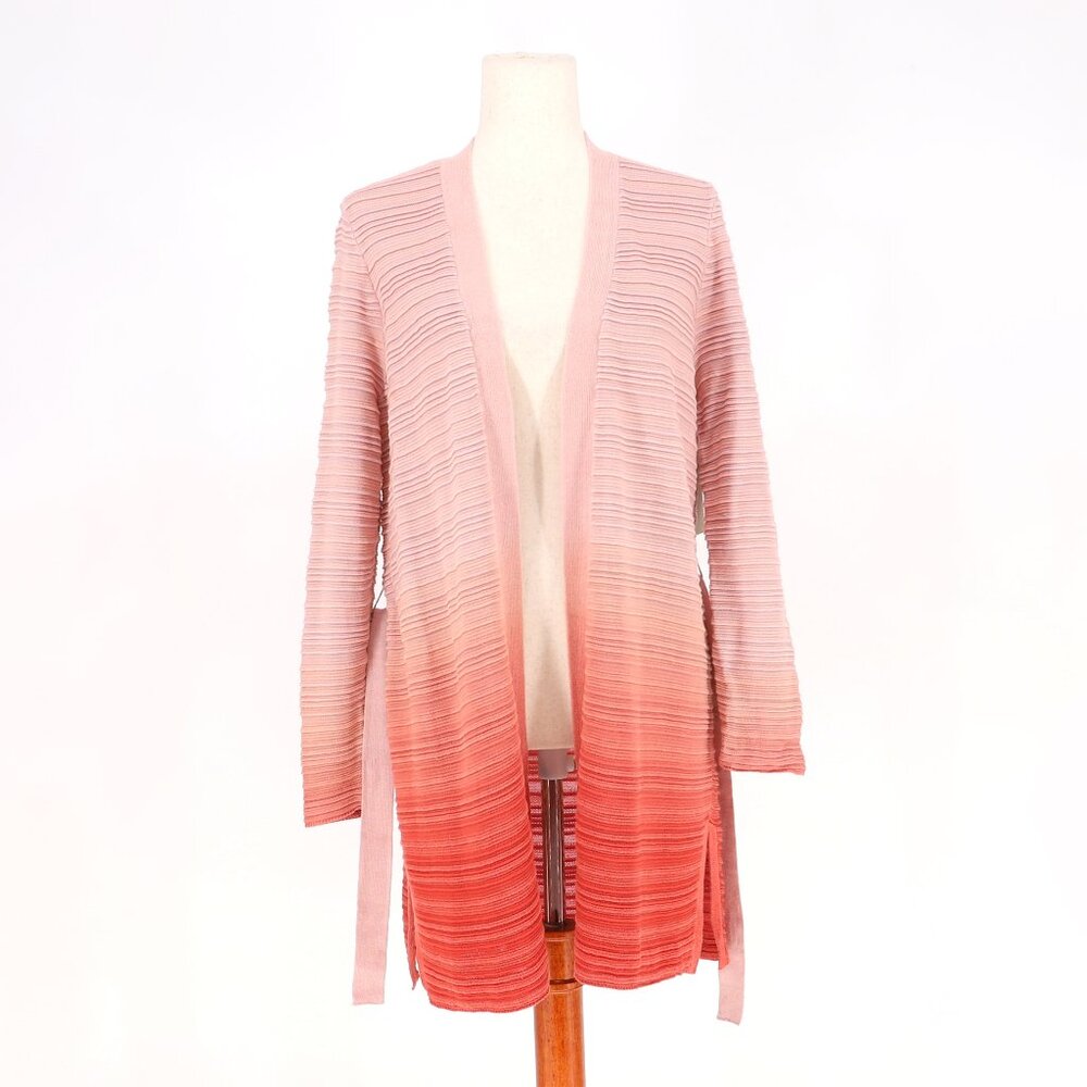NWT Chico's Ombre Cardigan Pink Orange Long Sleeve Belted Size 1/M